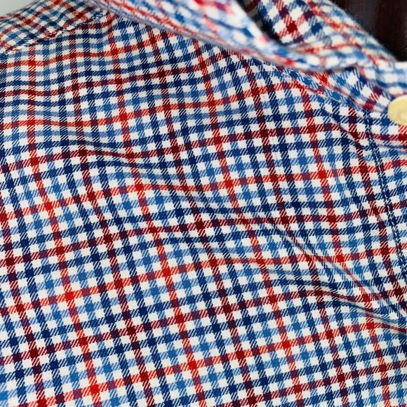 Lyle & Scott Scotland Dress Shirt Red Blue Plaid Striped - Picture 10 of 12